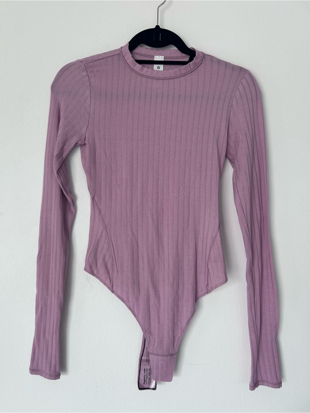 NWOT Luluemon Wundermost Ribbed Long Sleeve One-Piece Bodysuit - Mauve Pink S